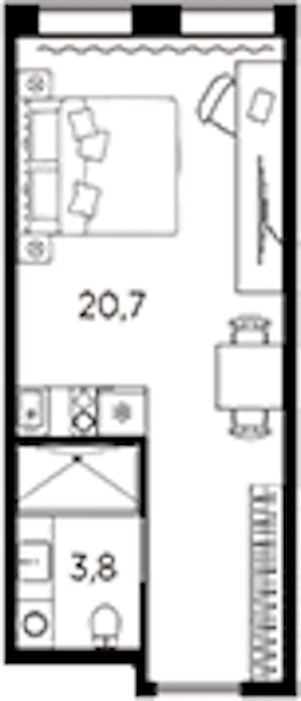 Квартира студия 24.5 м², 12/13 эт., ЖК «AVENIR Industrial»